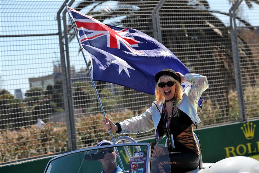 Australian Flag Being held by lady
